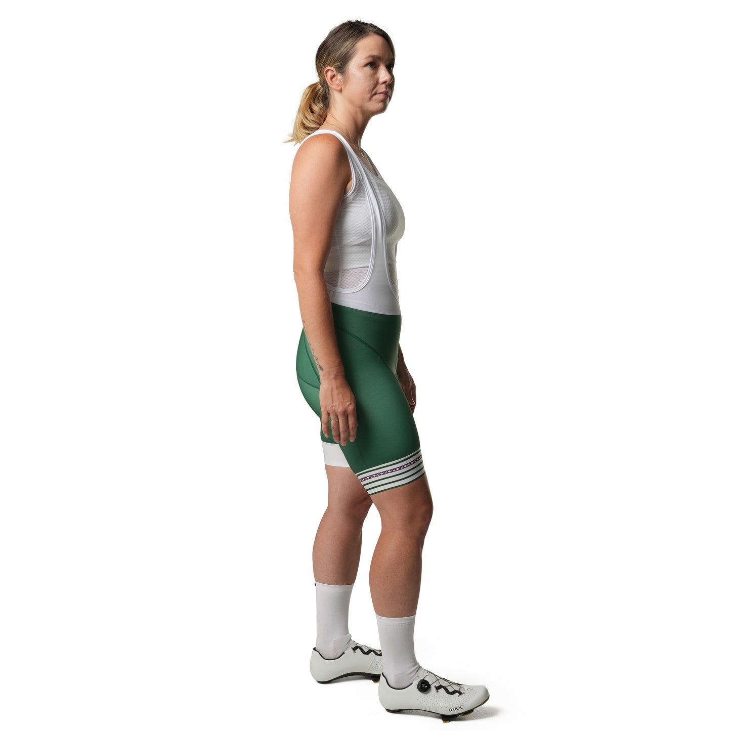 Cassiopeia regal green cycling bibs, flattering fit, bold feminine-sporty styling