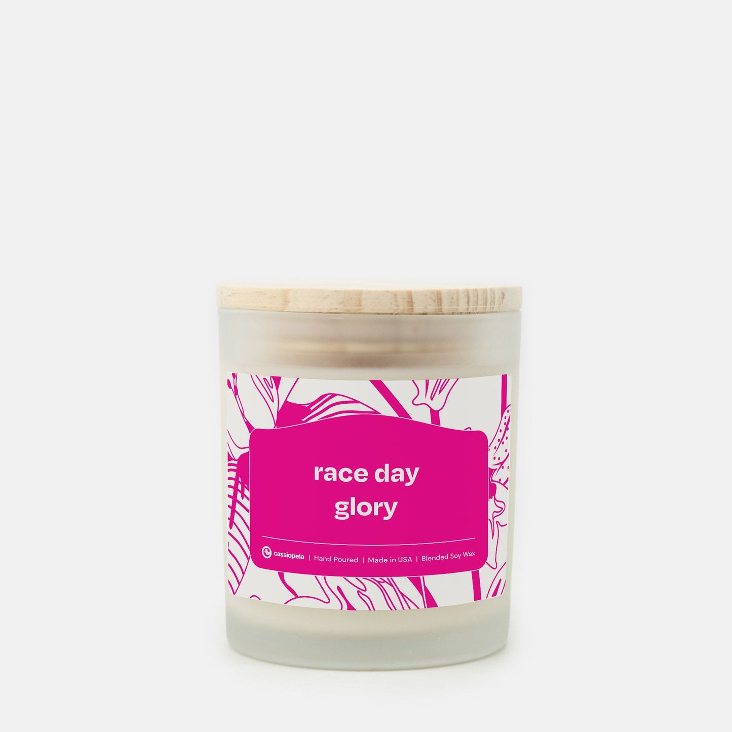 Cassiopeia Race Day Glory candle, toxin-free and crafted from renewable coconut soy wax.