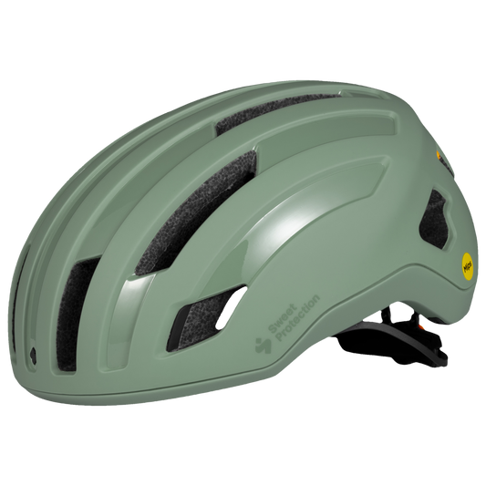 Willow green Outrider Mips helmet designed for road and gravel biking, offering superior protection and comfort.