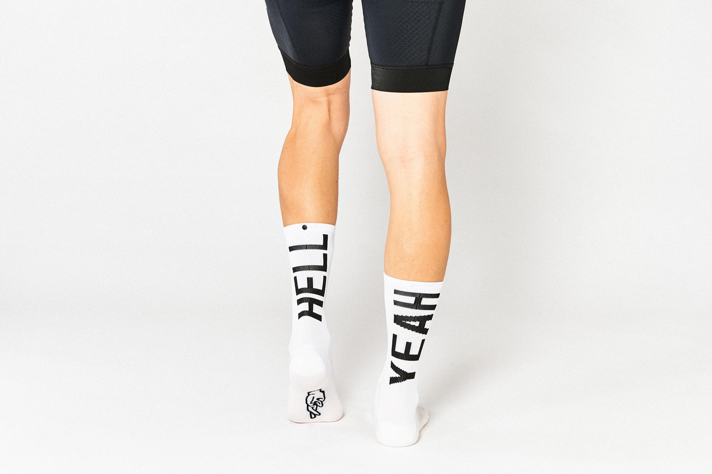 Hell Yeah 2.0 white socks, triple-strengthened heels for extra longevity.