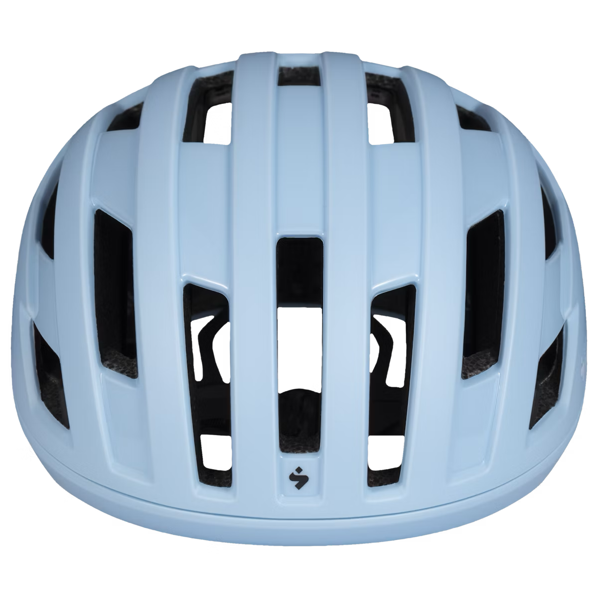 Top view of Frost Blue Fluxer MIPS Helmet highlighting air vents and smooth finish