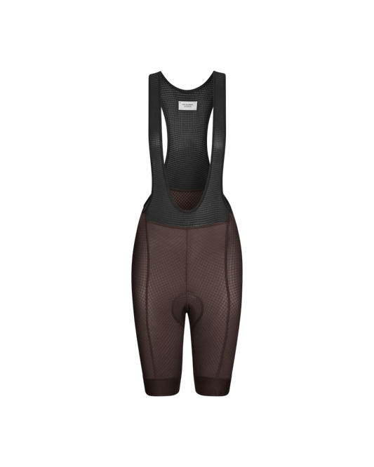 Women's Essential Bibs in light brown color, front view
