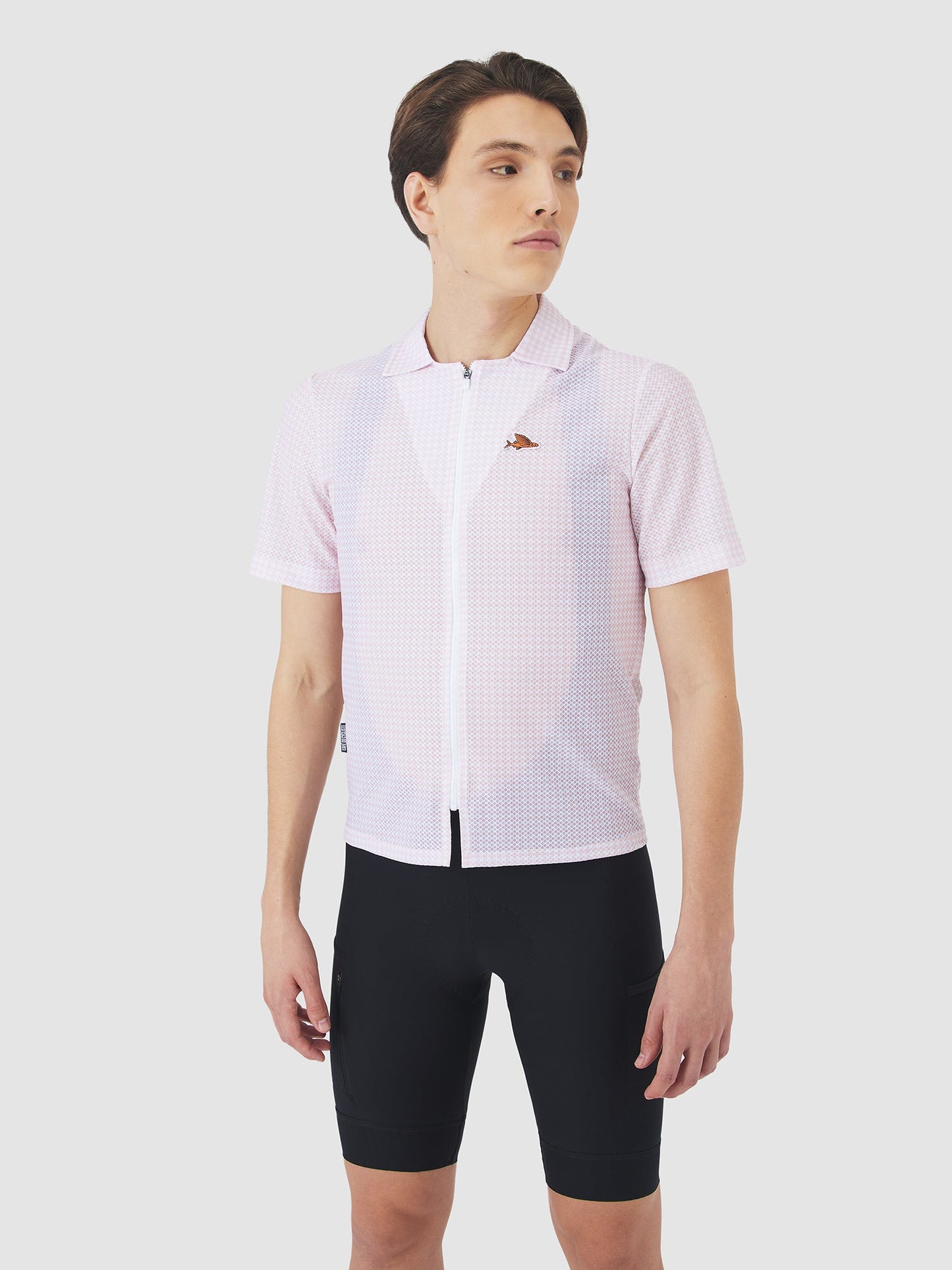 Detailed shot of the stitching on the Claudine Shirt using Plush Vichy cassiopeia textile.