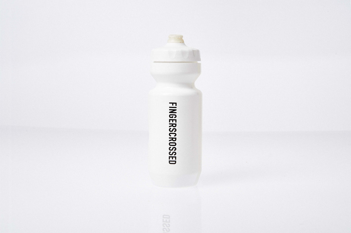 Fingers crossed Water Bottle in All White color perfect of cyclist