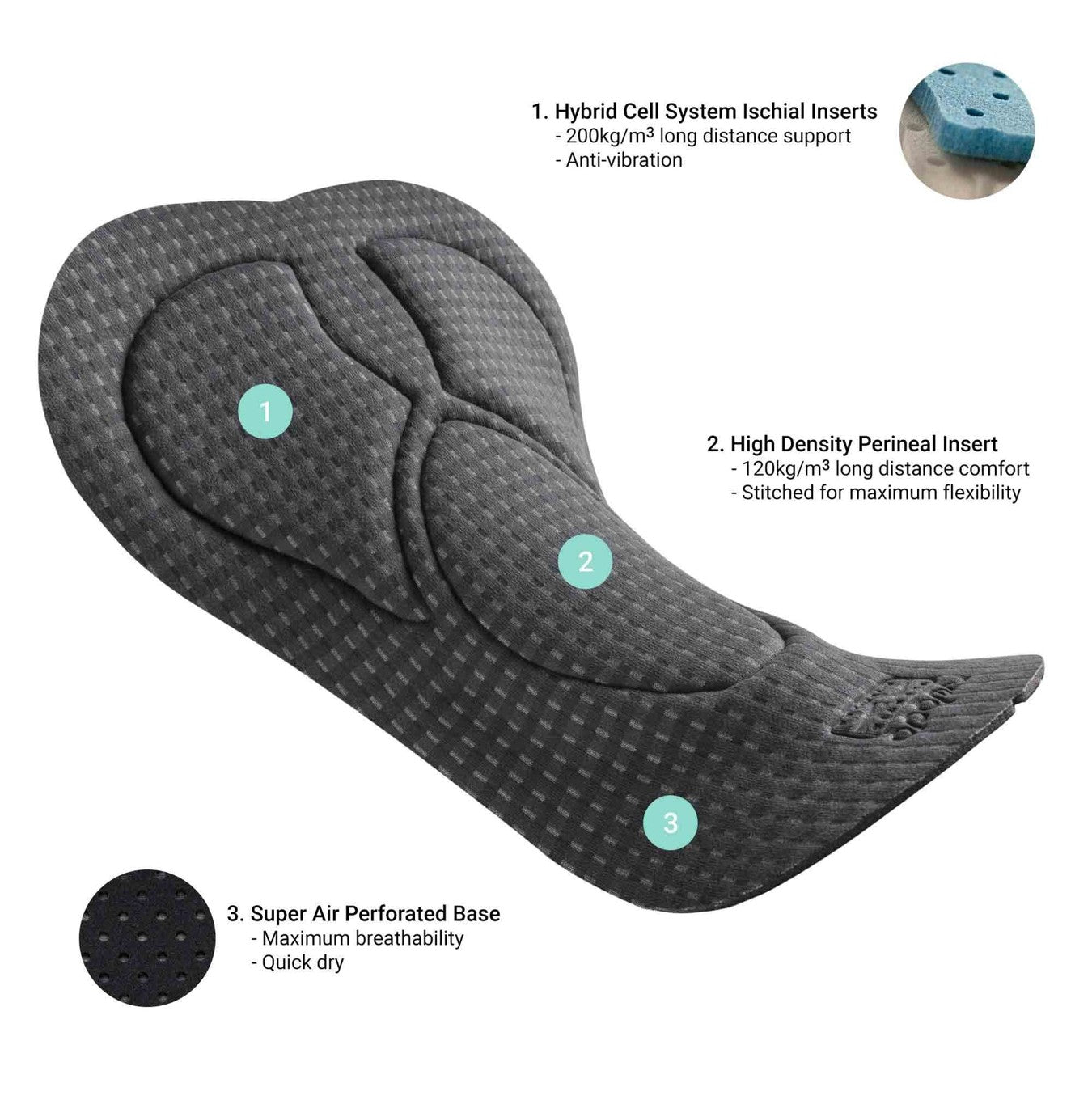 Seamless microfiber bib upper designed for maximum comfort, enhancing overall wearability on long rides.