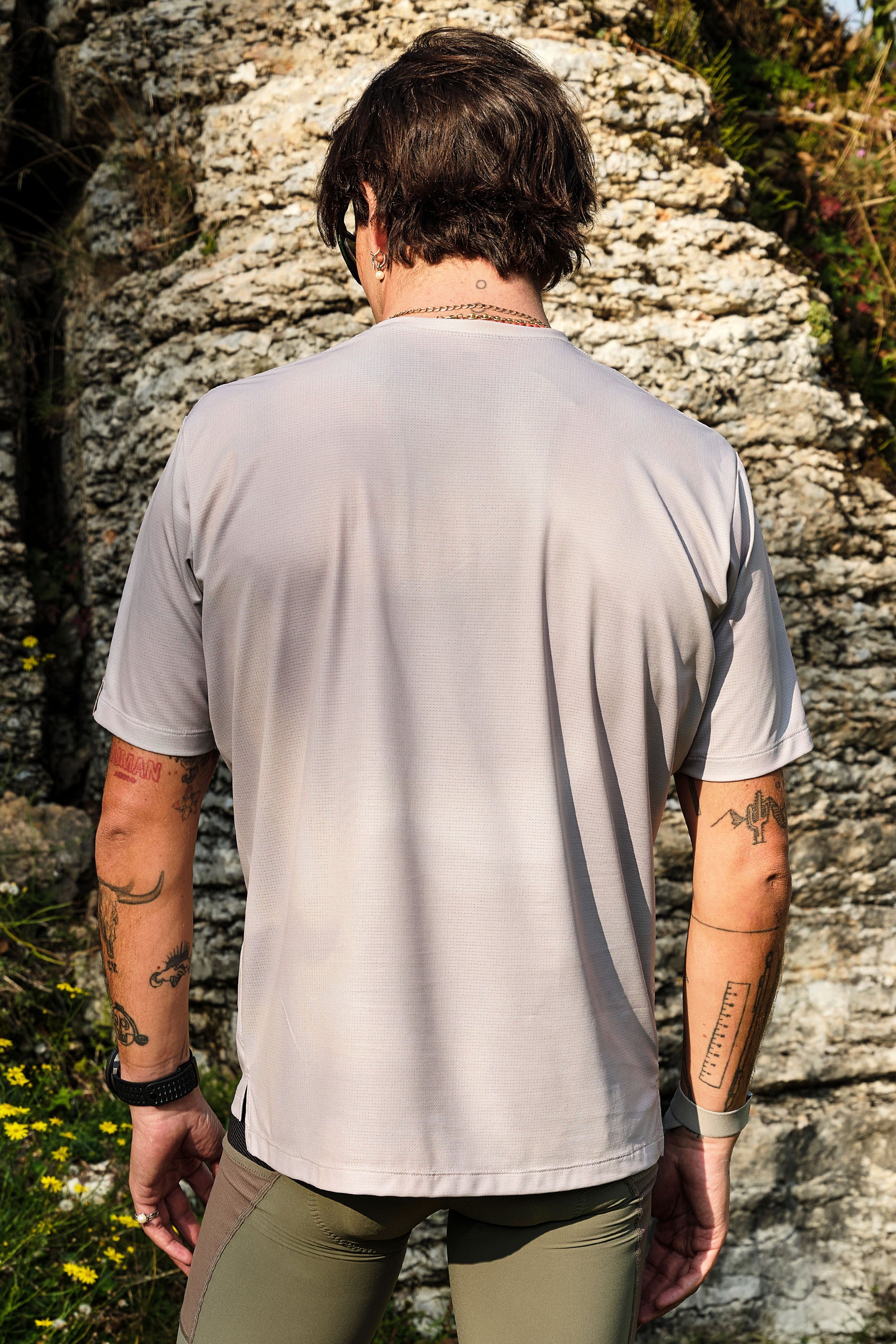 Technical short-sleeve tee made from soft, quick-drying performance fabric.