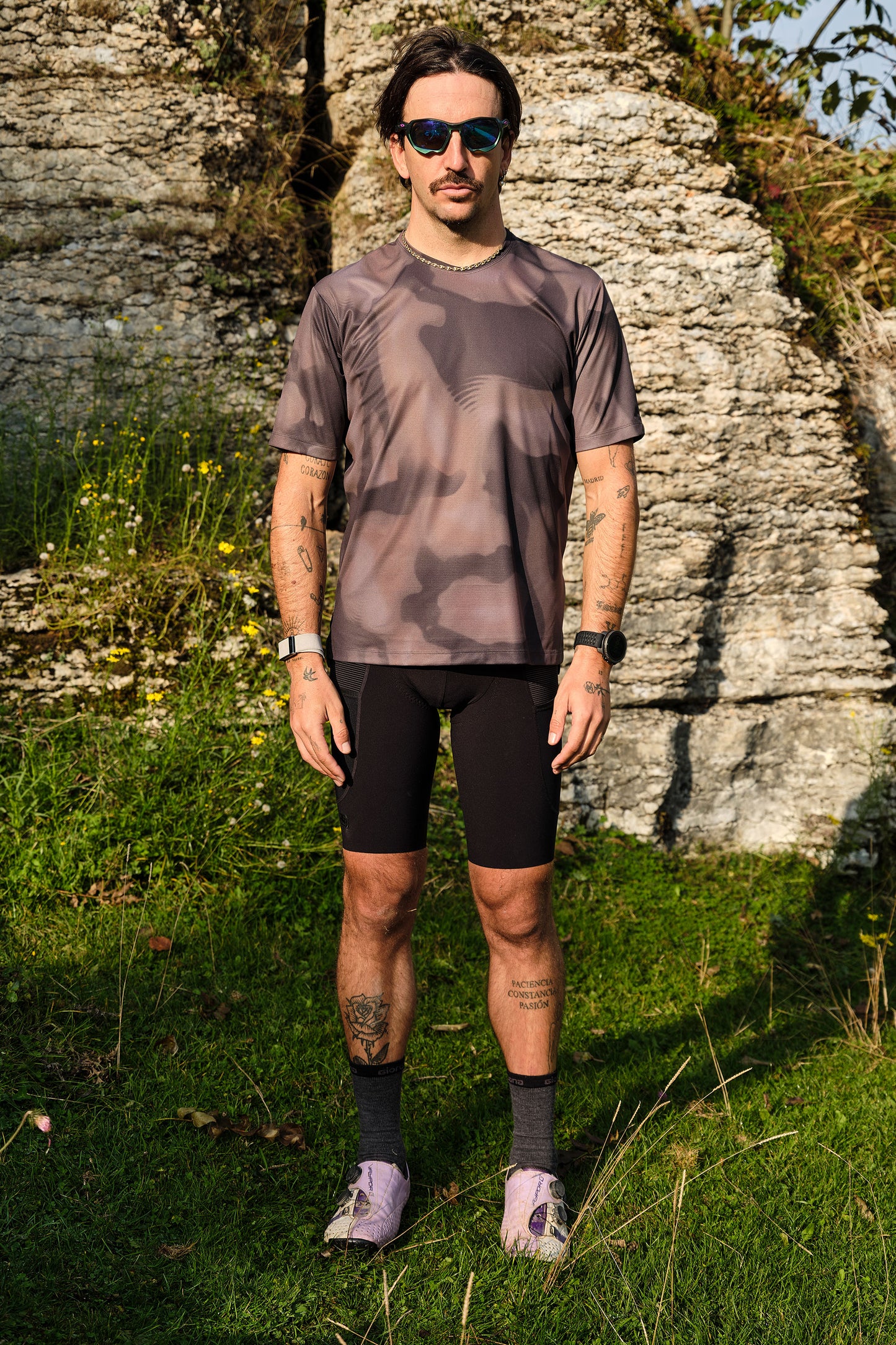 Folded Beyond Gravel Tee Moonrock cassiopeia stacked with other apparel