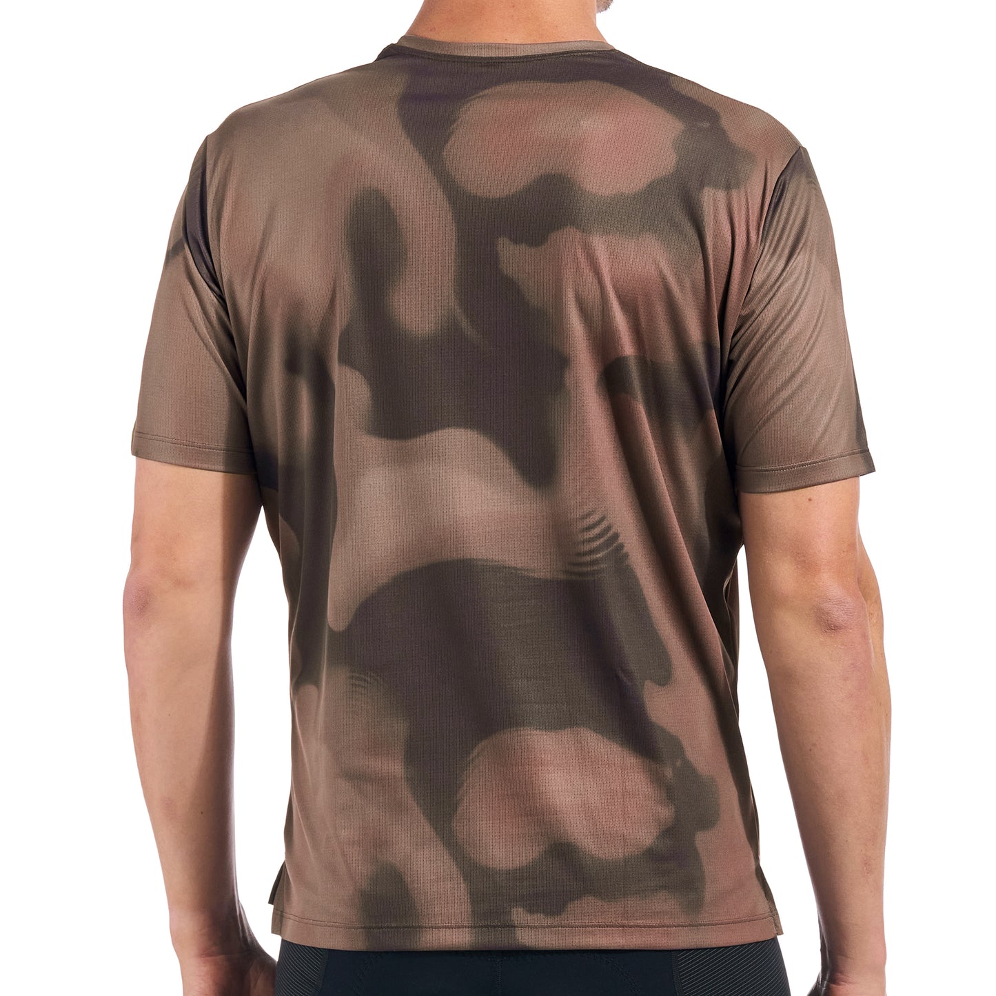 Beyond Gravel Tee Moonrock cassiopeia paired with hiking shorts on a trail