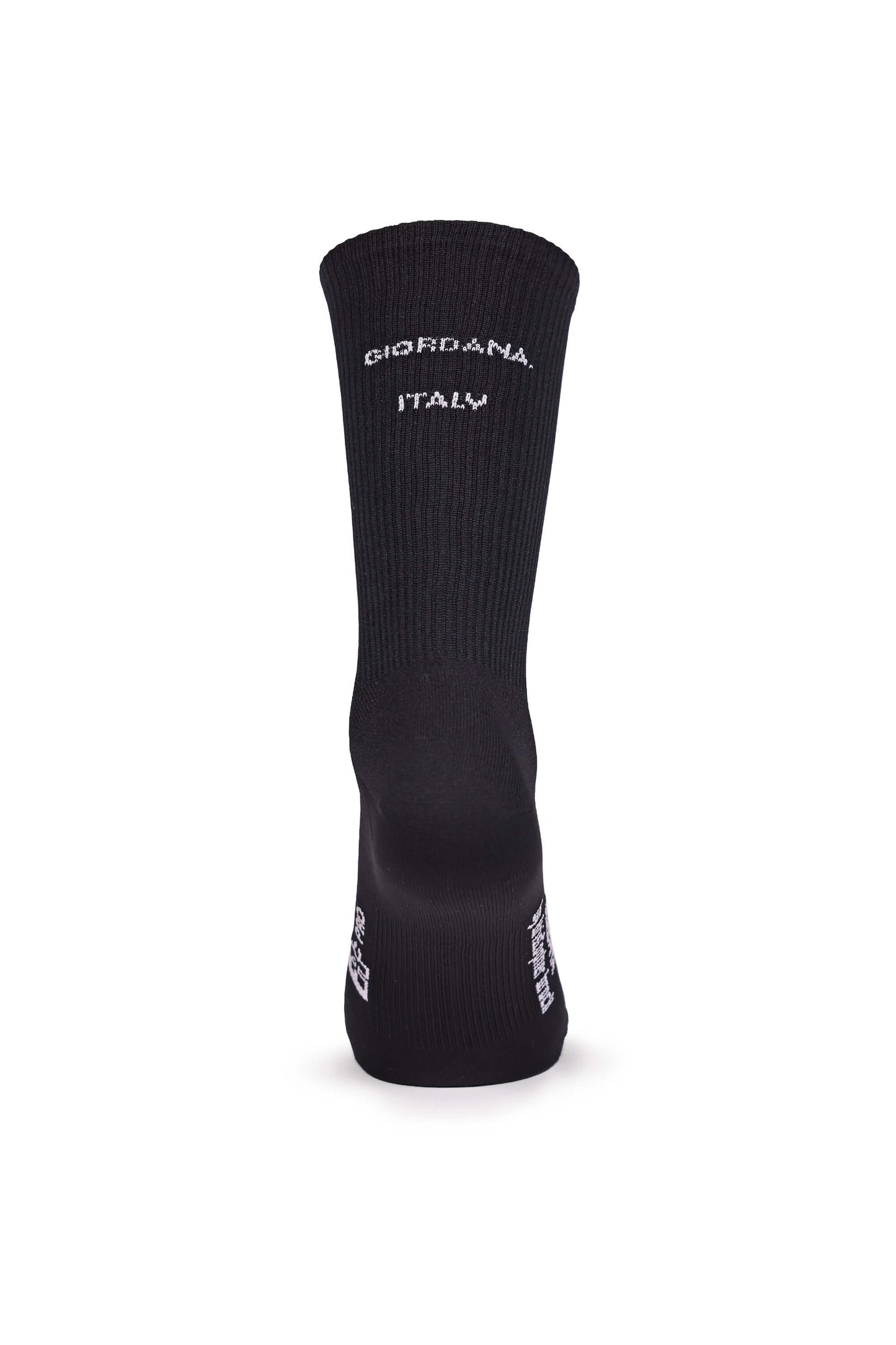 Image showcasing the tall cuff design of the Meteorite Black sock, featuring a sleek and stylish fit for enhanced performance, available on Cassiopeia US.