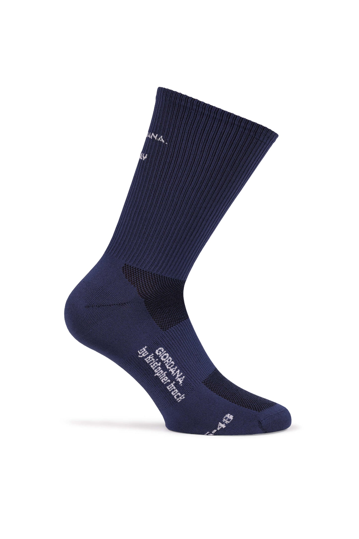 Image showcasing the tall cuff design of the Grisaille Blue sock, measuring 23 cm for a stylish and functional fit, available on Cassiopeia US.