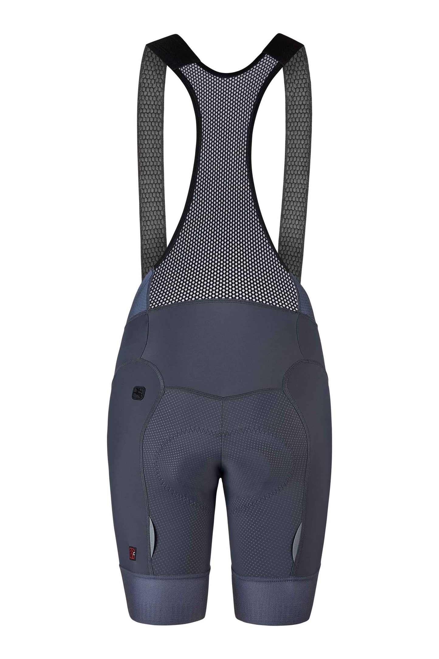 Women's dark grey FR-C Pro bib shorts with high compression power lycra, shorter inseam, and reflective tabs.