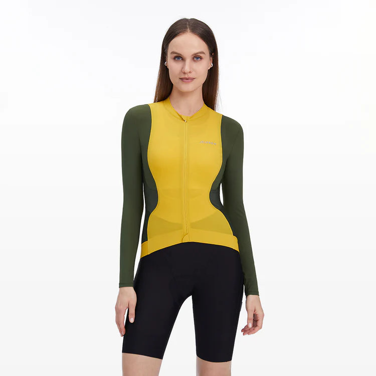 front look of Hourglass Long Sleeve Jersey - Yellow available at Cassiopeia