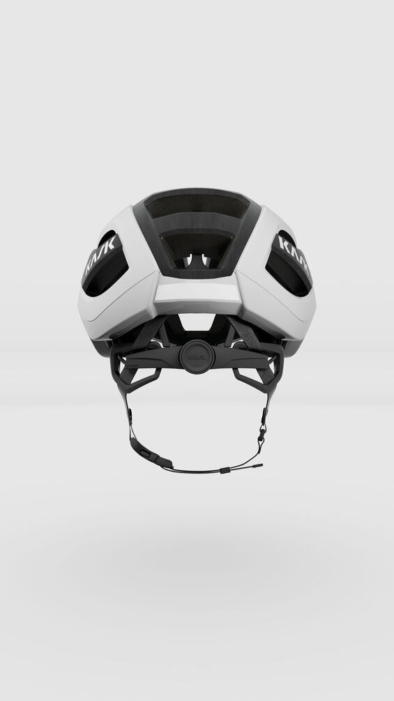 Back view of Elemento Helmet White emphasizing safety elements and fit adjustments