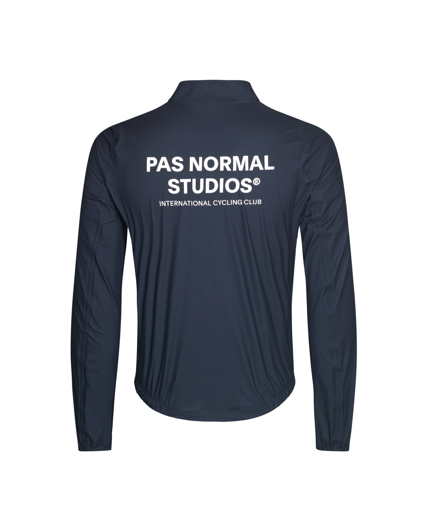 Back view of Men's Mechanism Pertex Rain Jacket Navy, emphasizing lightweight and packable features