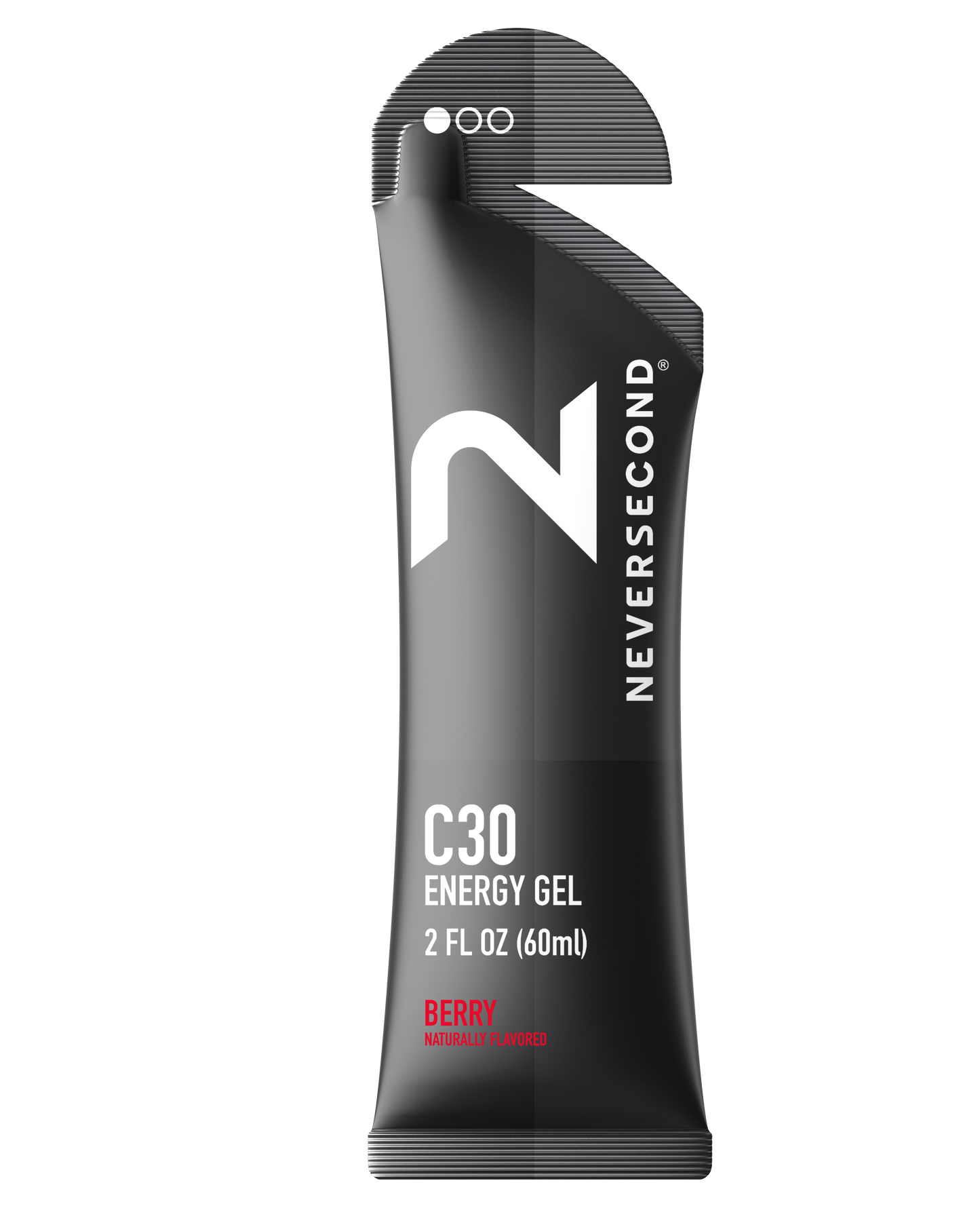 Never Second C30 Energy Gel packaging on a white background