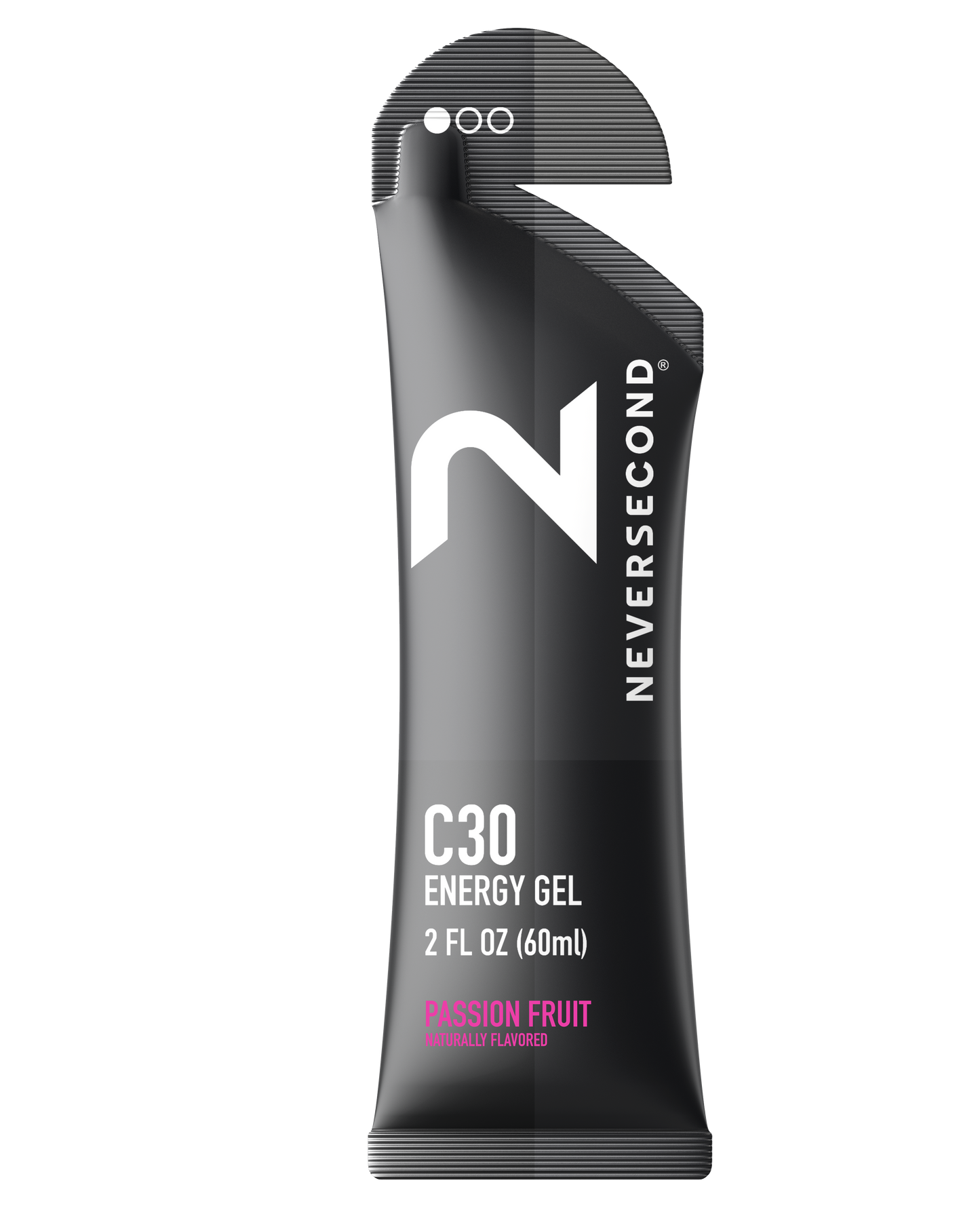 Never Second C30 Energy Gel packaging on a white background