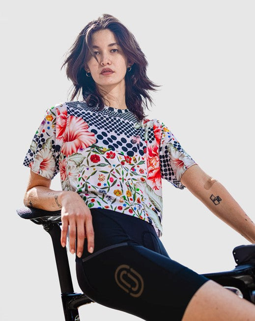 Stylish Cassiopeia Crop Top features unique prints inspired by Flanders' vibrant culture and architecture.