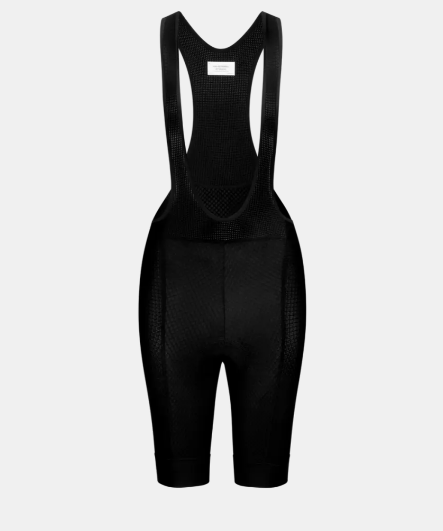 Women's Essential Bibs in Black, featuring four-way stretch for ultimate mobility.