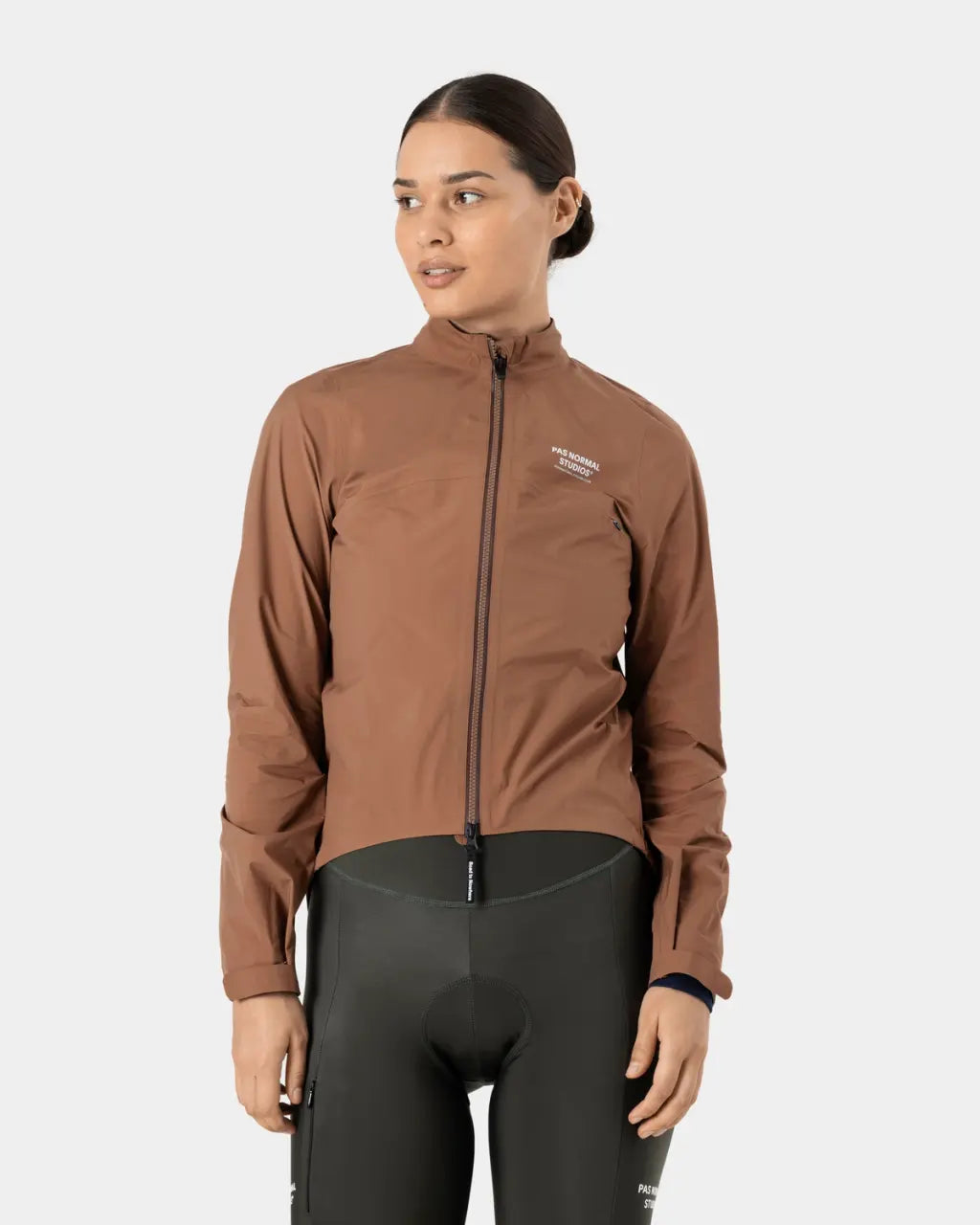 Close-up of Women's Essential Shield Jacket Hazel zipper detail for easy access by PAS Normal.