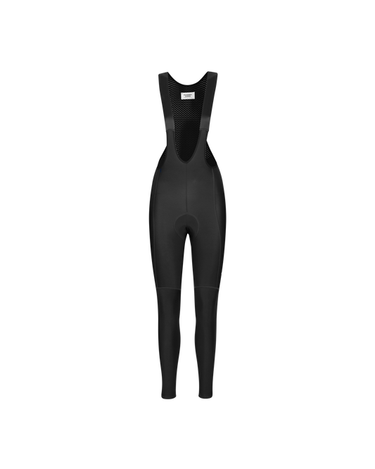Women thermal long bib front side by pas notmal in black color