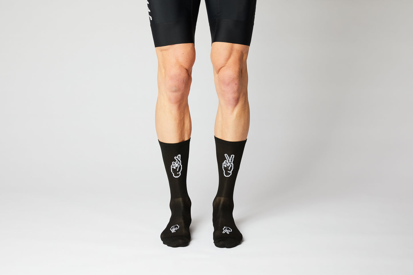 Cassiopeia Rolling Harmony black socks, peace pace cycling style.