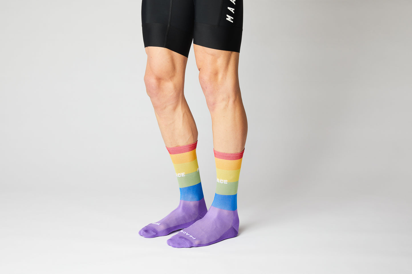 Cassiopeia rainbow-inspired cycling socks, triple-strengthened heel/toe, harmony theme