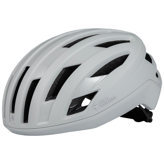 A white Fluxer Mips helmet designed for cycling, featuring ventilation holes and a sleek design.