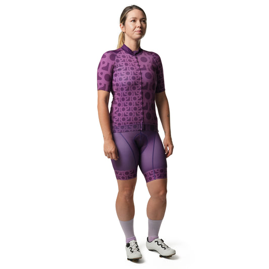 Cassiopeia Aristo Bib Shorts - Monogram in blackberry, designed for comfort in cycling adventures.