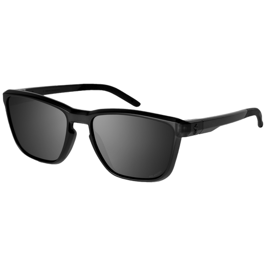 Tachi Polarized sunglasses in obsidian black, featuring a matte black frame for a sleek and stylish look.
