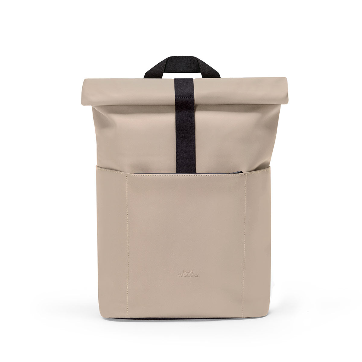 Cassiopeia nude minimalist backpack with roll-top closure and neoprene laptop sleeve