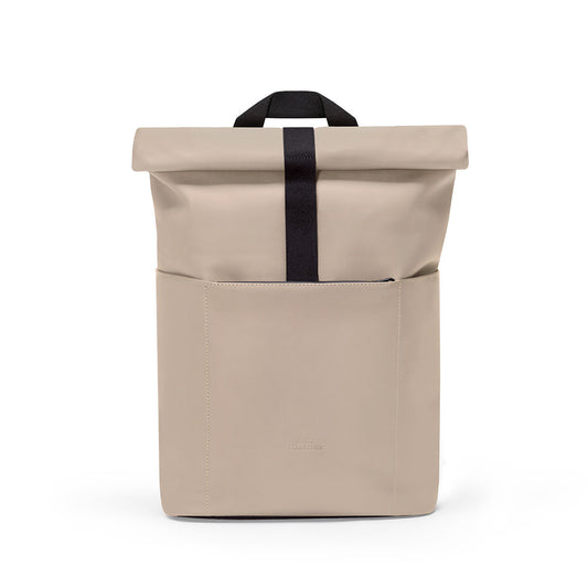 Cassiopeia nude minimalist backpack with roll-top closure and neoprene laptop sleeve