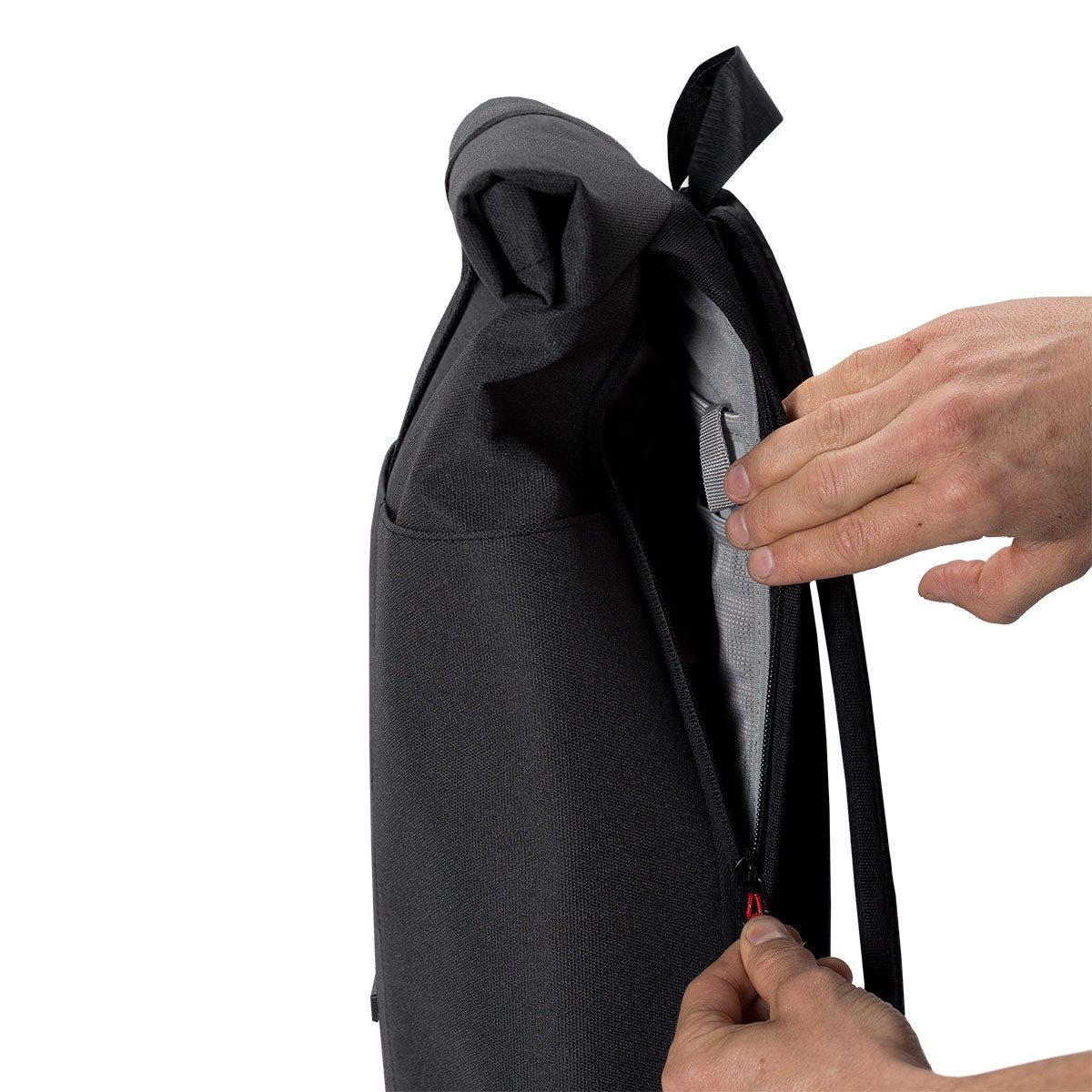 Cassiopeia urban-tech Asphalt Black backpack, quick-access zipper, reinforced safety padding