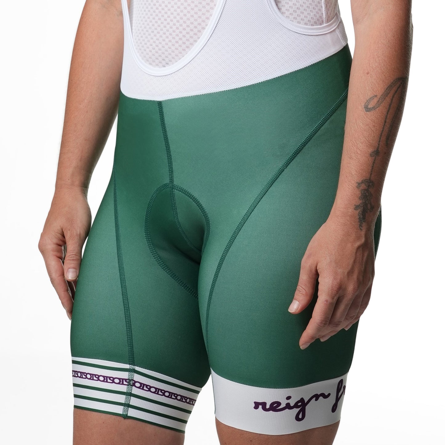 Cassiopeia Green Aristo Bibs, #reignfree confidence, Italian-made athletic aesthetic