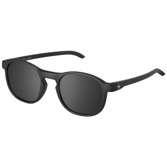 Heat Polarized Sunglasses - Front View - Obsidian Black Polarized/Matte Crystal Black Frame