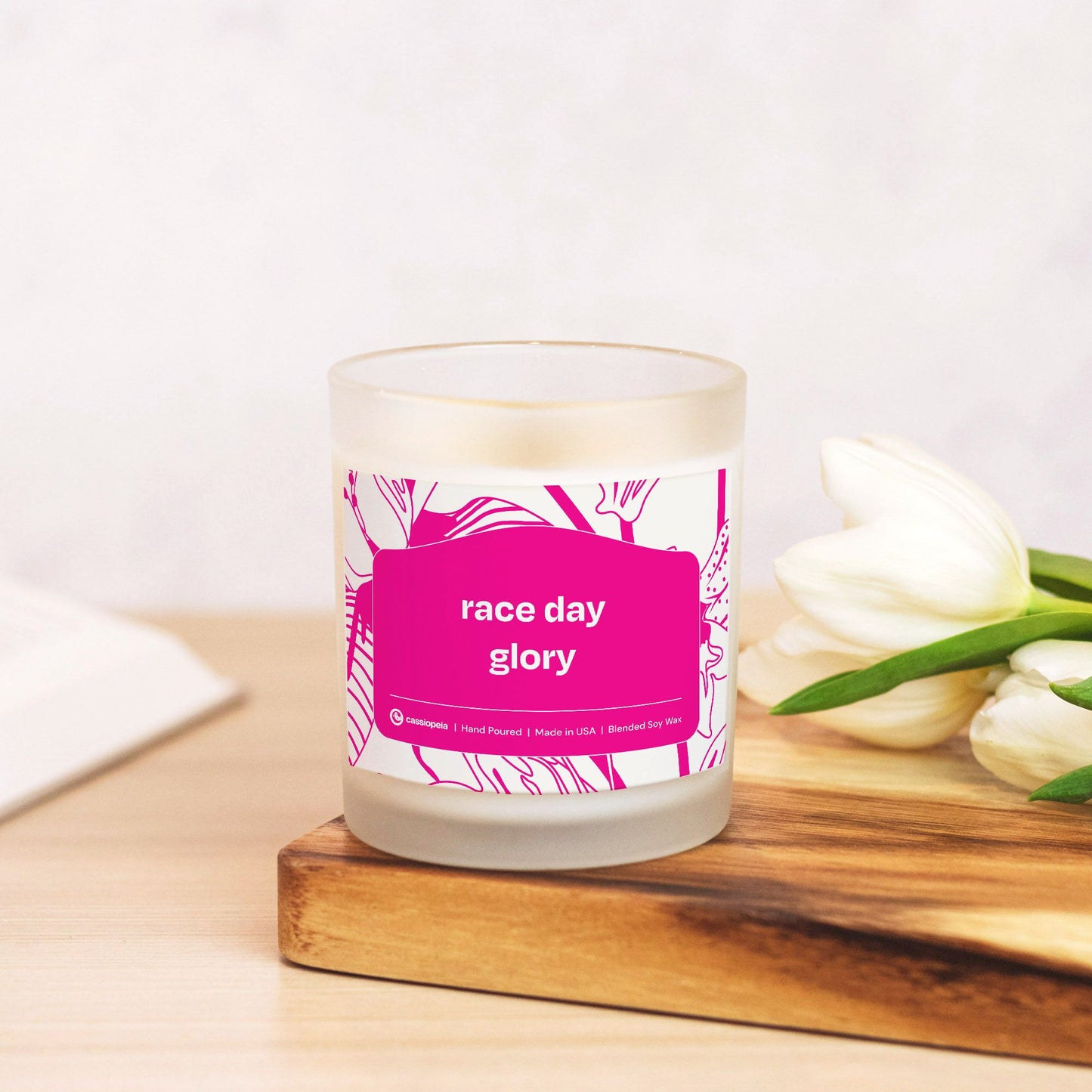 11 oz Race Day Glory candle, energizing fragrance to inspire your race day spirit.