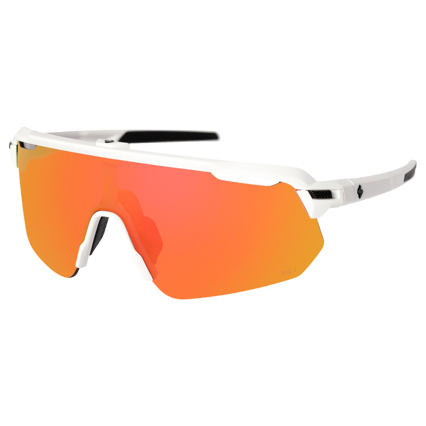 Shinobi sport sunglasses in RIG Topaz with satin white for stylish high-performance use.