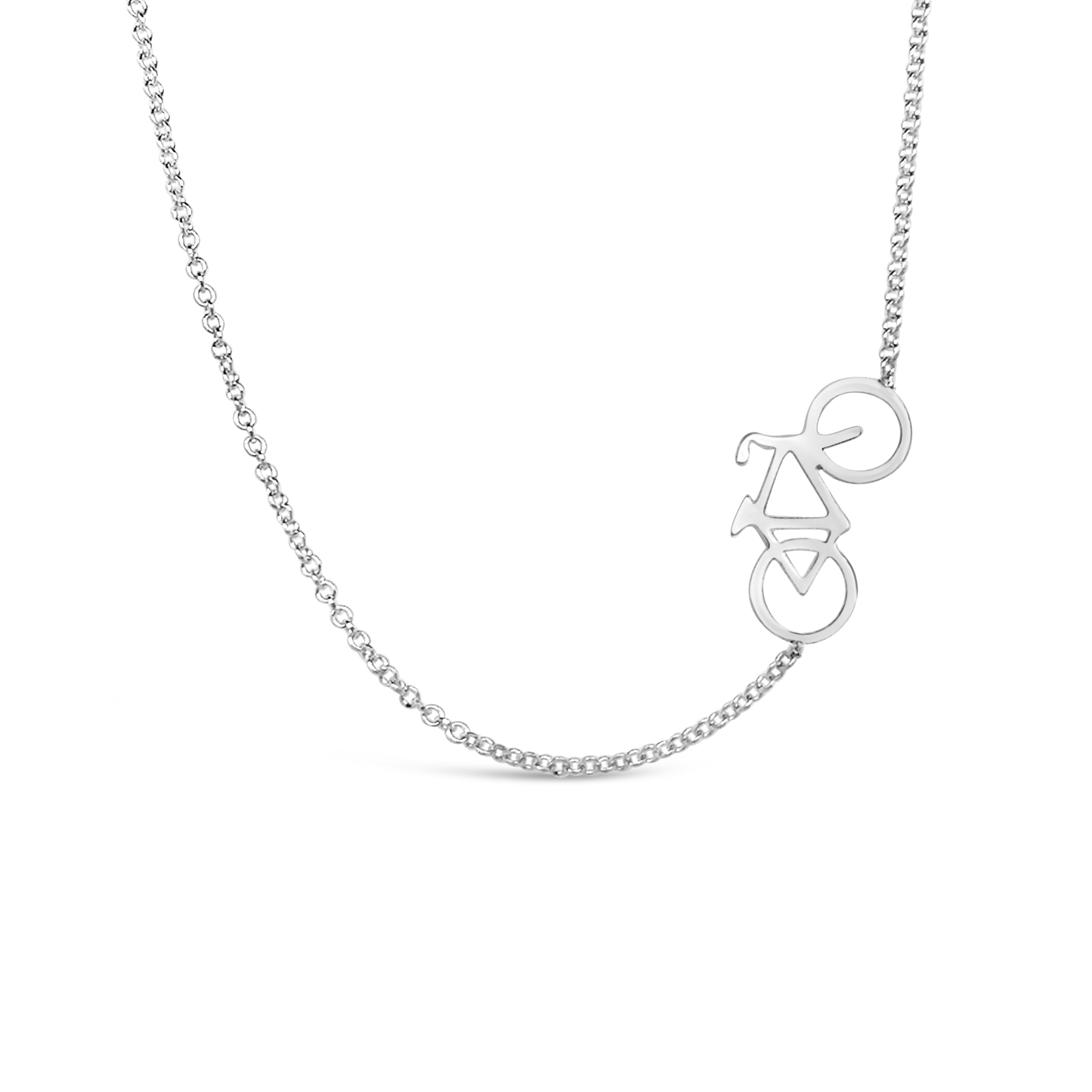Asymmetrical Bicycle Necklace - Silver