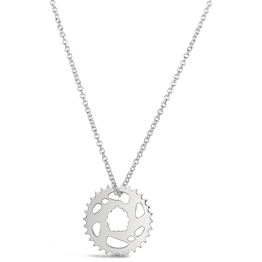 Bike Chain Ring Necklace - Silver