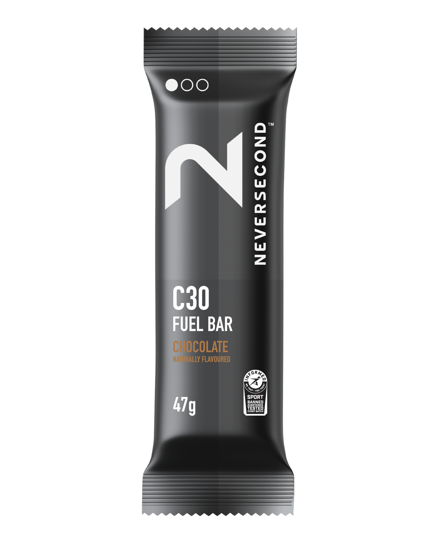 NeverSecond C30 Fuel Bar packaging on a white background