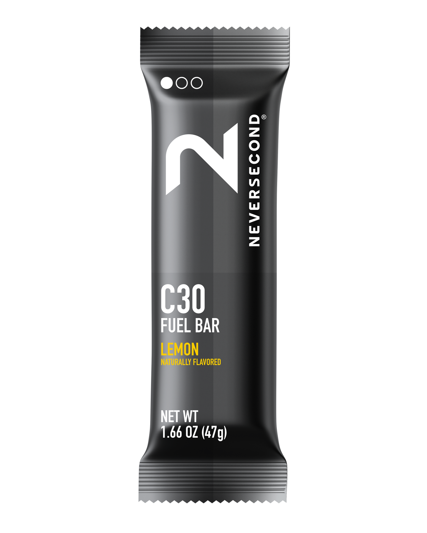 Neversecond C30 Fuel Bar packaging on a white background