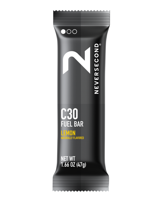 Neversecond C30 Fuel Bar packaging on a white background