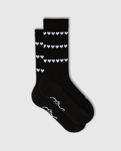 Merino Socks - Heart Black