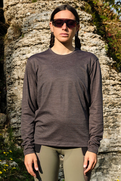 Beyond Gravel Long Sleeve Wool Tee - Black