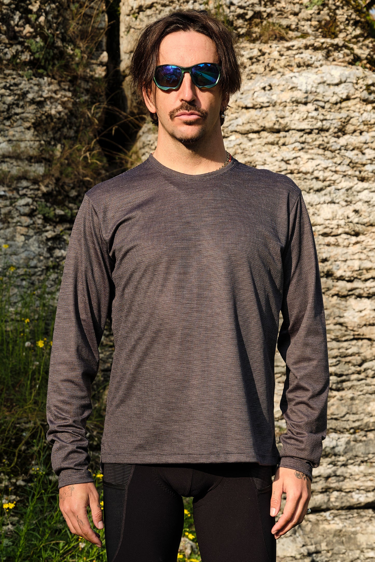 Beyond Gravel Long Sleeve Wool Tee - Black