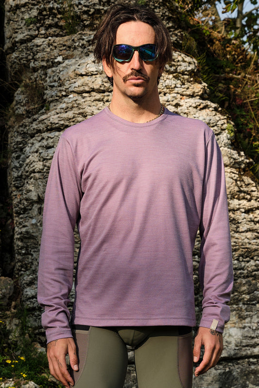 Beyond Gravel Long Sleeve Wool Tee - Grapeade