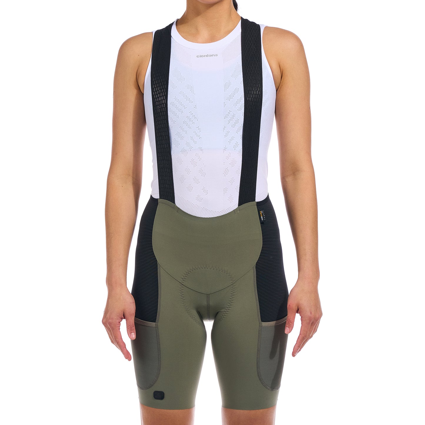 Cassiopeia Beyond Gravel bib shorts, equipped with aloe vera infused Cirro S-W chamois for comfort.
