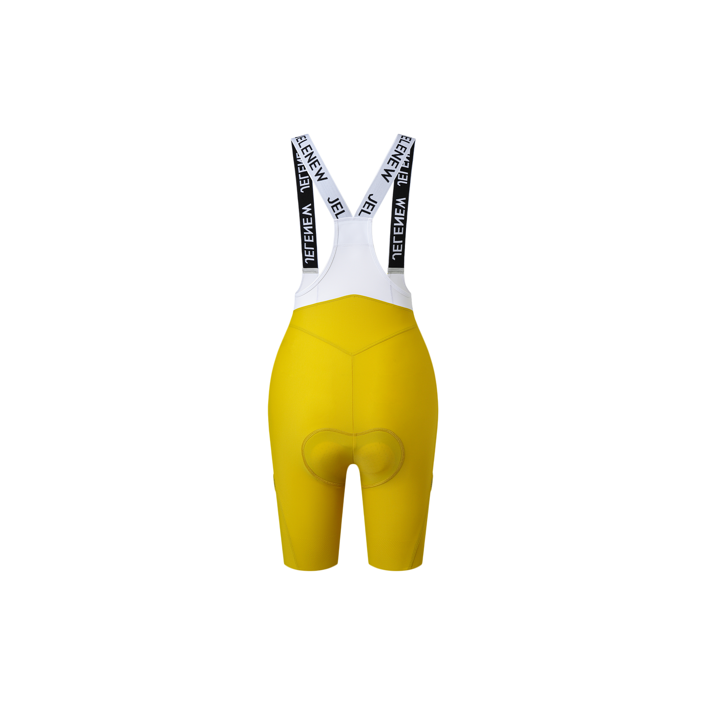 Image of Jelenew's low-profile bib shorts featuring anti-curling straps that evenly distribute pressure on the shoulders for comfort during rides, available on Cassiopeia US.