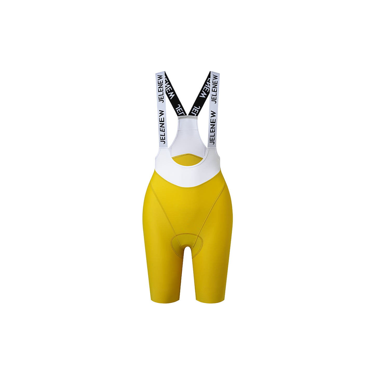 Image of Evolve Y Back Bib Shorts 8" in Yellow, designed with an aerodynamic fit and sleek aesthetic for optimal cycling performance, available on Cassiopeia US.