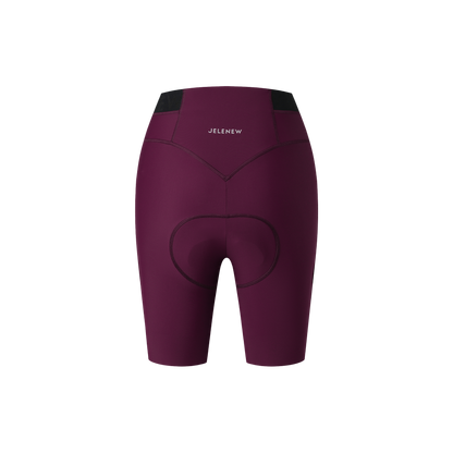 High-performance berry cycling shorts crafted from super-compressive fabric, offering UV protection for essential miles and endurance rides, available on Cassiopeia US.