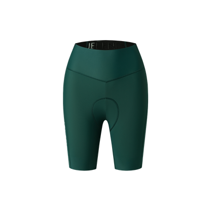 Velocity Cycling Shorts in Dark Green, combining fashion and comfort for cyclists.